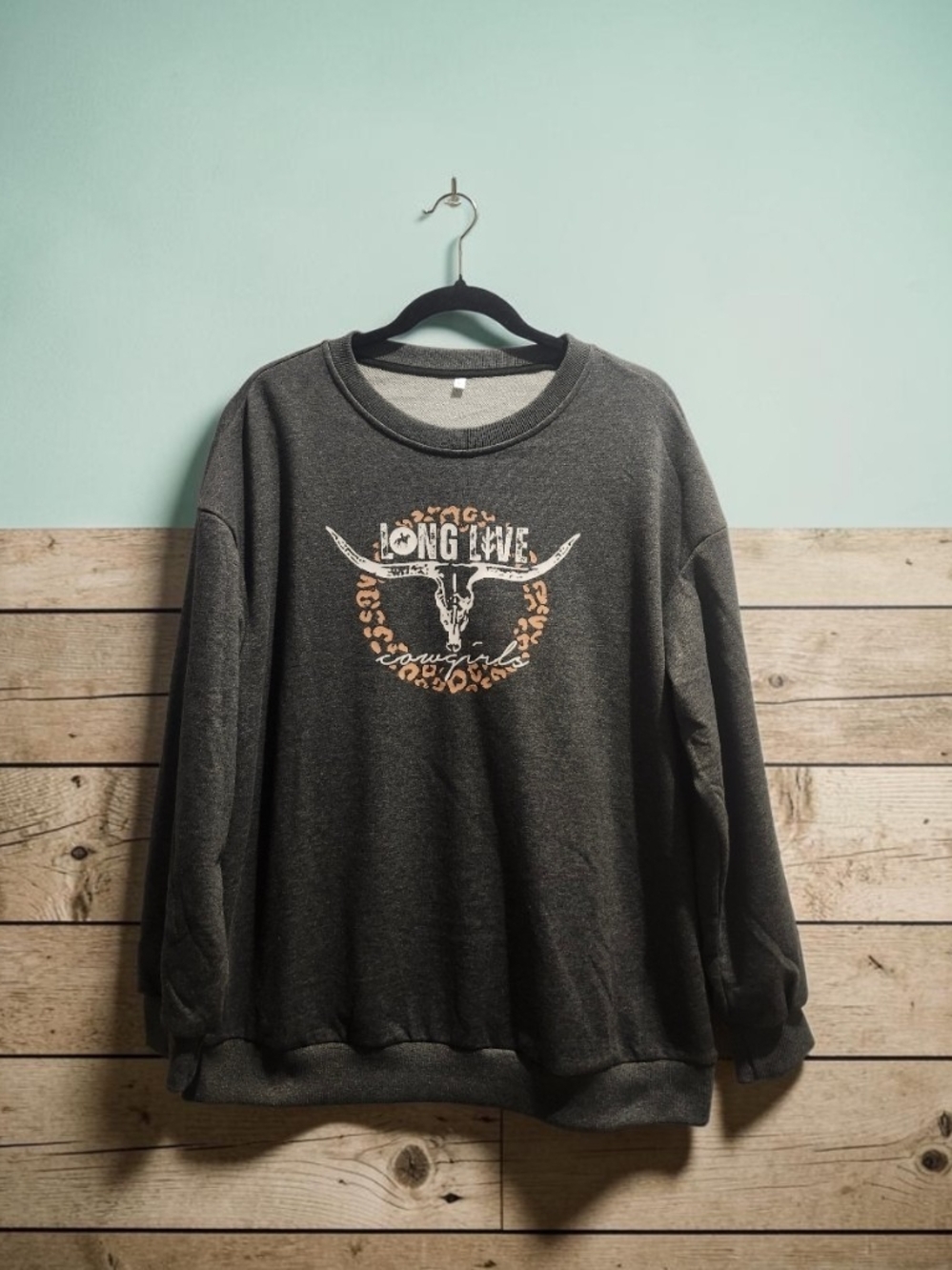 Long Live Cowgirl Charcoal Graphic Sweatshirt - Women's Crewneck NWOT